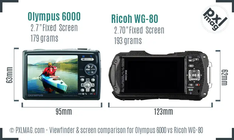 Olympus 6000 vs Ricoh WG-80 Screen and Viewfinder comparison