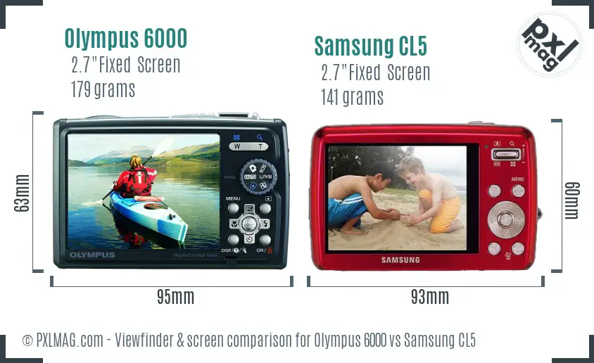 Olympus 6000 vs Samsung CL5 Screen and Viewfinder comparison Olympus 6000 vs Samsung CL5 Screen and Viewfinder comparison