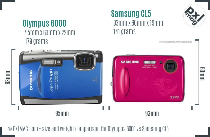 Olympus 6000 vs Samsung CL5 size comparison Olympus 6000 vs Samsung CL5 size comparison