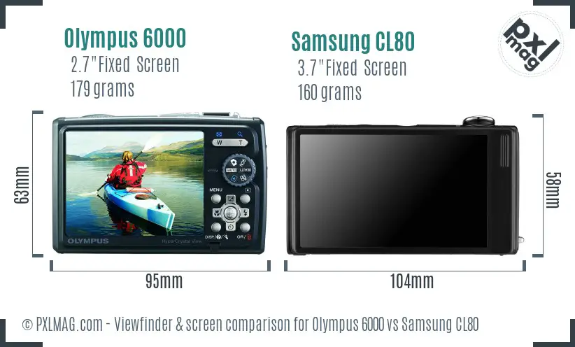 Olympus 6000 vs Samsung CL80 Screen and Viewfinder comparison