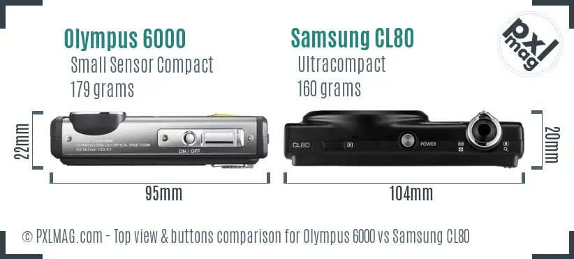 Olympus 6000 vs Samsung CL80 top view buttons comparison