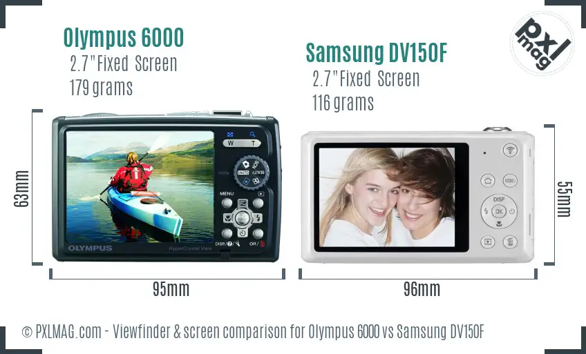 Olympus 6000 vs Samsung DV150F Screen and Viewfinder comparison