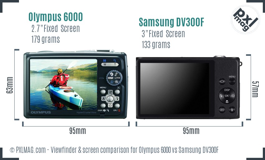 Olympus 6000 vs Samsung DV300F Screen and Viewfinder comparison