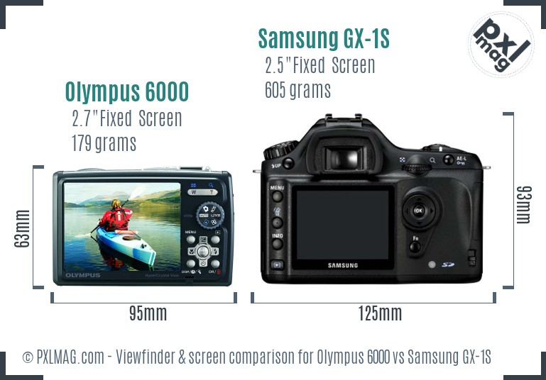 Olympus 6000 vs Samsung GX-1S Screen and Viewfinder comparison