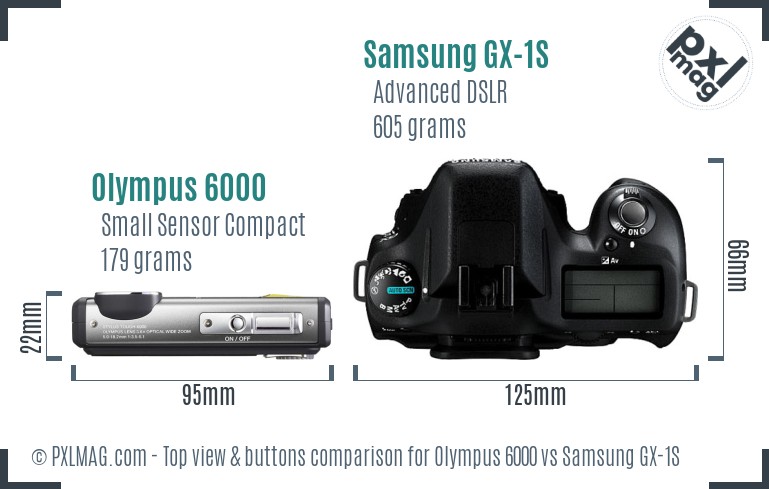 Olympus 6000 vs Samsung GX-1S top view buttons comparison