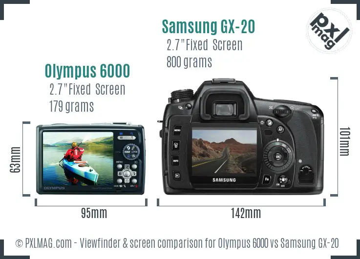 Olympus 6000 vs Samsung GX-20 Screen and Viewfinder comparison