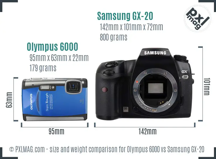 Olympus 6000 vs Samsung GX-20 size comparison