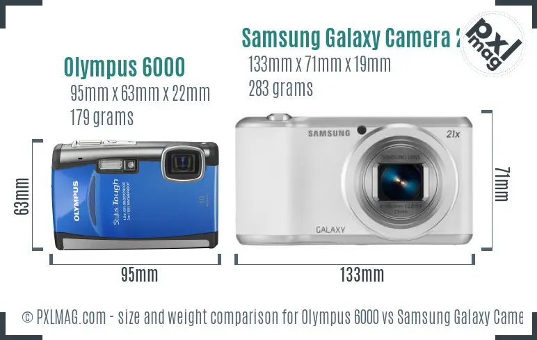 Olympus 6000 vs Samsung Galaxy Camera 2 size comparison
