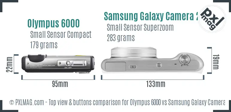 Olympus 6000 vs Samsung Galaxy Camera 2 top view buttons comparison