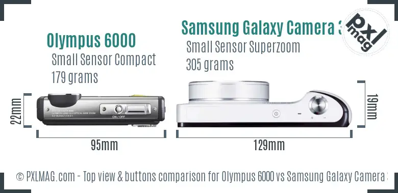 Olympus 6000 vs Samsung Galaxy Camera 3G top view buttons comparison Olympus 6000 vs Samsung Galaxy Camera 3G top view buttons comparison
