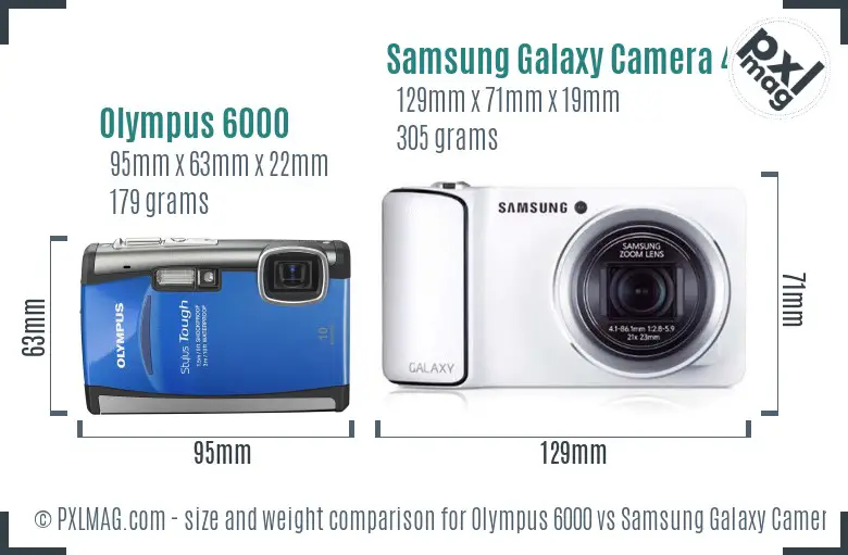 Olympus 6000 vs Samsung Galaxy Camera 4G size comparison