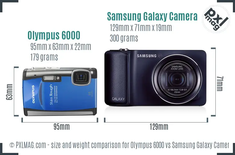 Olympus 6000 vs Samsung Galaxy Camera size comparison Olympus 6000 vs Samsung Galaxy Camera size comparison