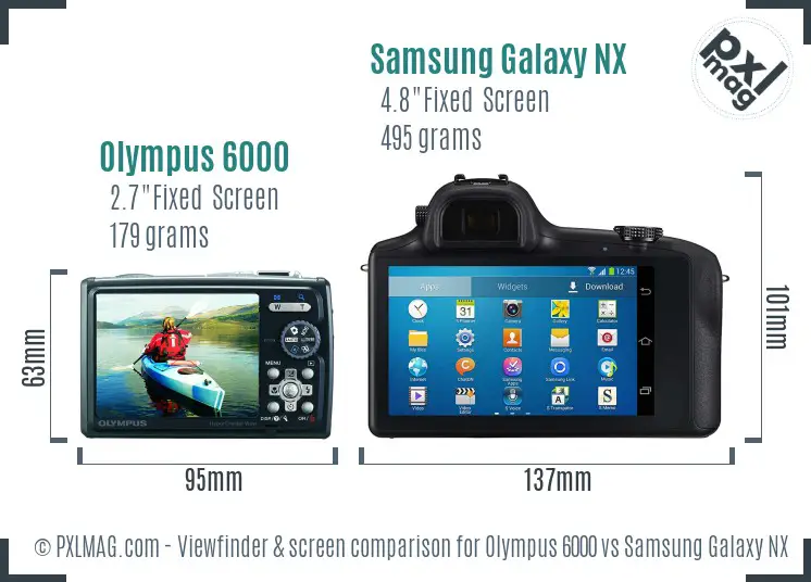 Olympus 6000 vs Samsung Galaxy NX Screen and Viewfinder comparison Olympus 6000 vs Samsung Galaxy NX Screen and Viewfinder comparison