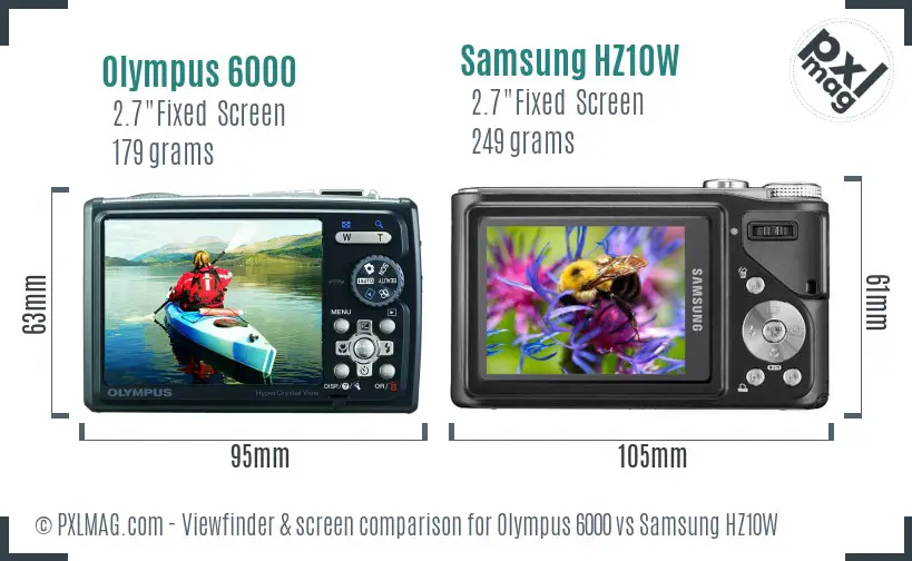 Olympus 6000 vs Samsung HZ10W Screen and Viewfinder comparison