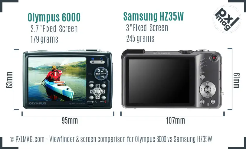 Olympus 6000 vs Samsung HZ35W Screen and Viewfinder comparison