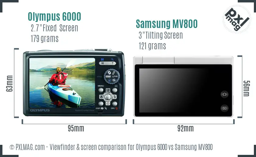 Olympus 6000 vs Samsung MV800 Screen and Viewfinder comparison