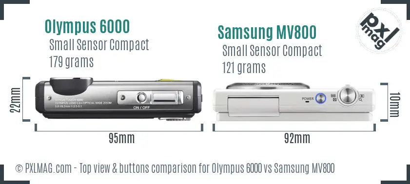 Olympus 6000 vs Samsung MV800 top view buttons comparison