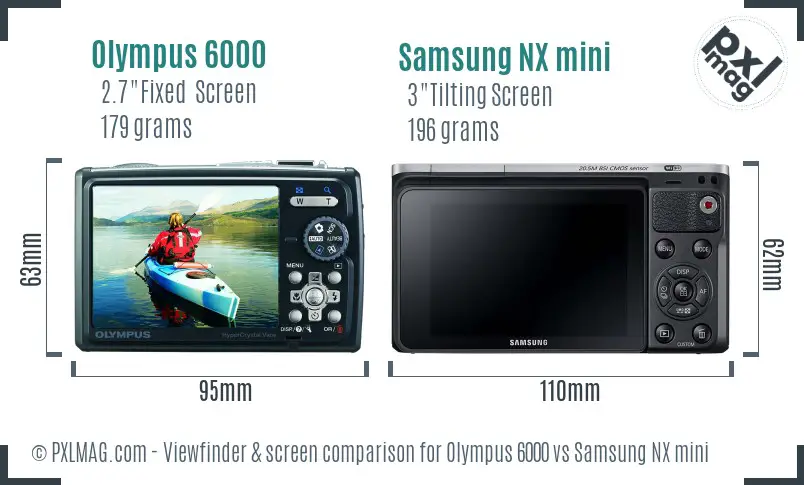 Olympus 6000 vs Samsung NX mini Screen and Viewfinder comparison
