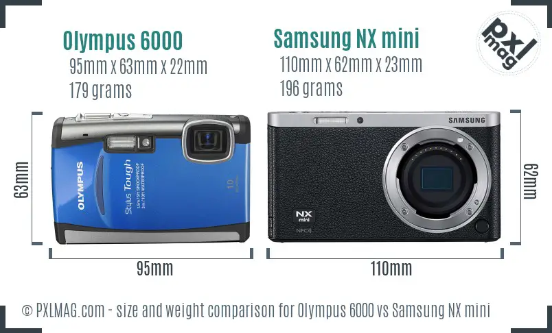 Olympus 6000 vs Samsung NX mini size comparison