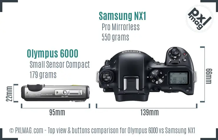 Olympus 6000 vs Samsung NX1 top view buttons comparison Olympus 6000 vs Samsung NX1 top view buttons comparison