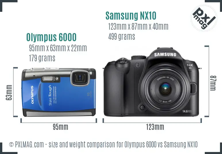 Olympus 6000 vs Samsung NX10 size comparison