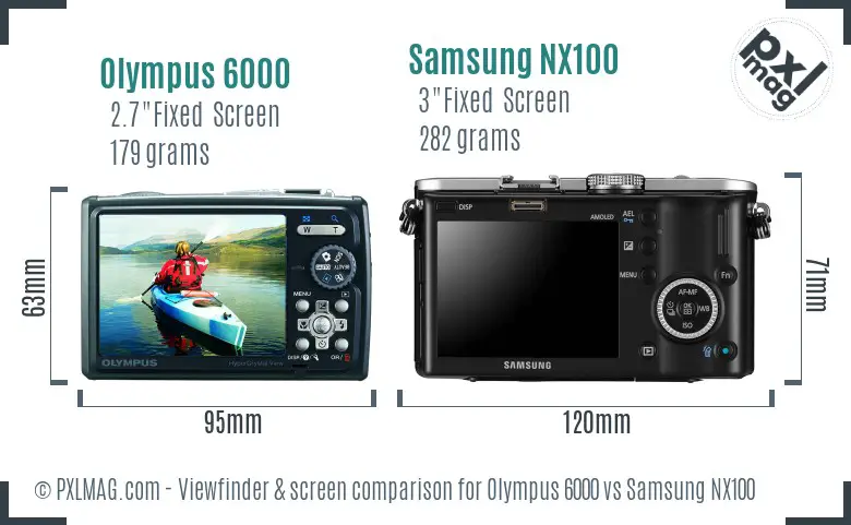 Olympus 6000 vs Samsung NX100 Screen and Viewfinder comparison