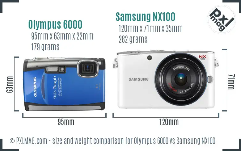 Olympus 6000 vs Samsung NX100 size comparison