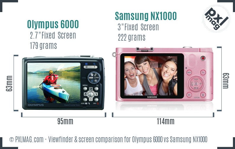 Olympus 6000 vs Samsung NX1000 Screen and Viewfinder comparison