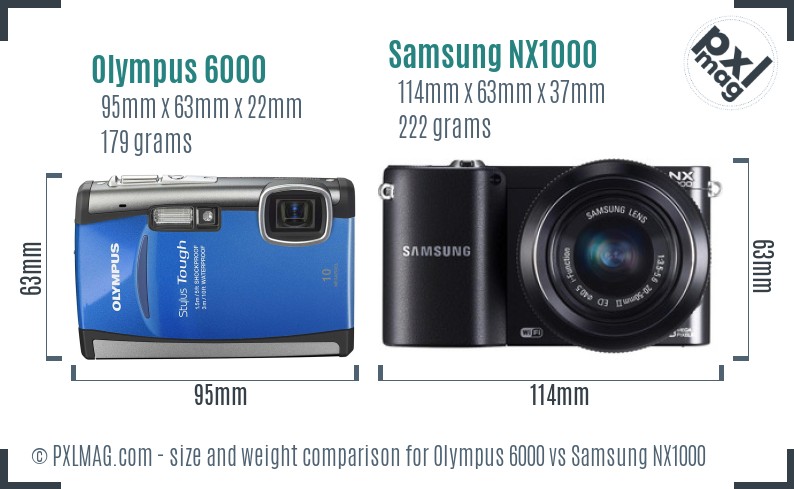 Olympus 6000 vs Samsung NX1000 size comparison Olympus 6000 vs Samsung NX1000 size comparison