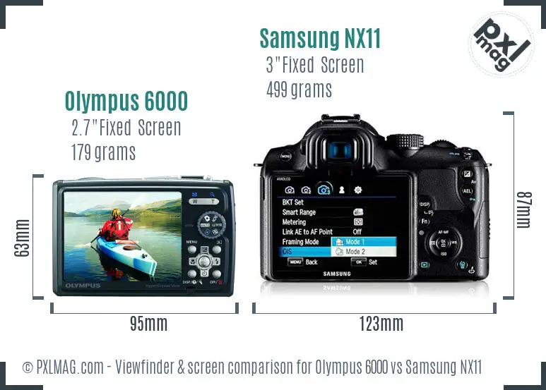 Olympus 6000 vs Samsung NX11 Screen and Viewfinder comparison