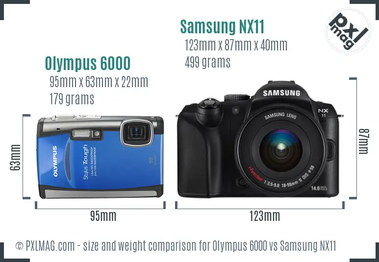 Olympus 6000 vs Samsung NX11 size comparison