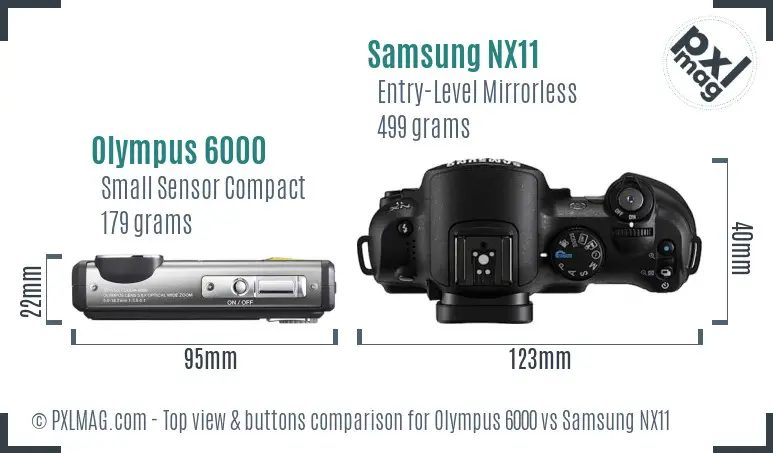 Olympus 6000 vs Samsung NX11 top view buttons comparison