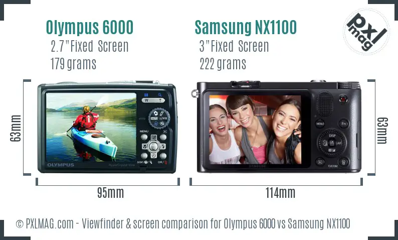 Olympus 6000 vs Samsung NX1100 Screen and Viewfinder comparison