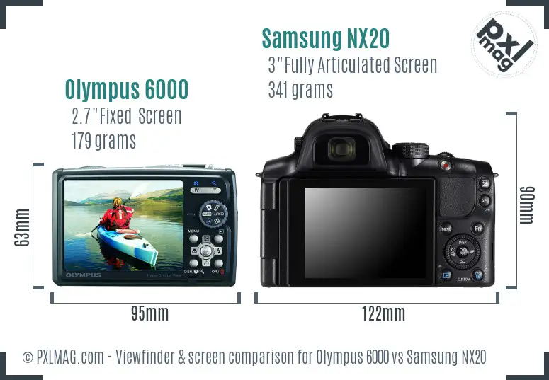 Olympus 6000 vs Samsung NX20 Screen and Viewfinder comparison
