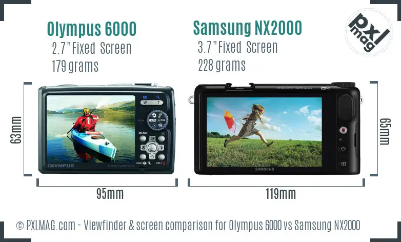 Olympus 6000 vs Samsung NX2000 Screen and Viewfinder comparison