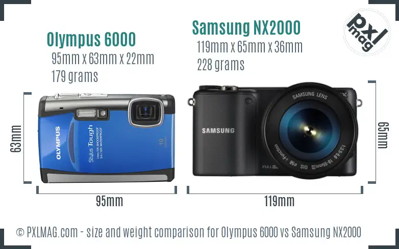 Olympus 6000 vs Samsung NX2000 size comparison