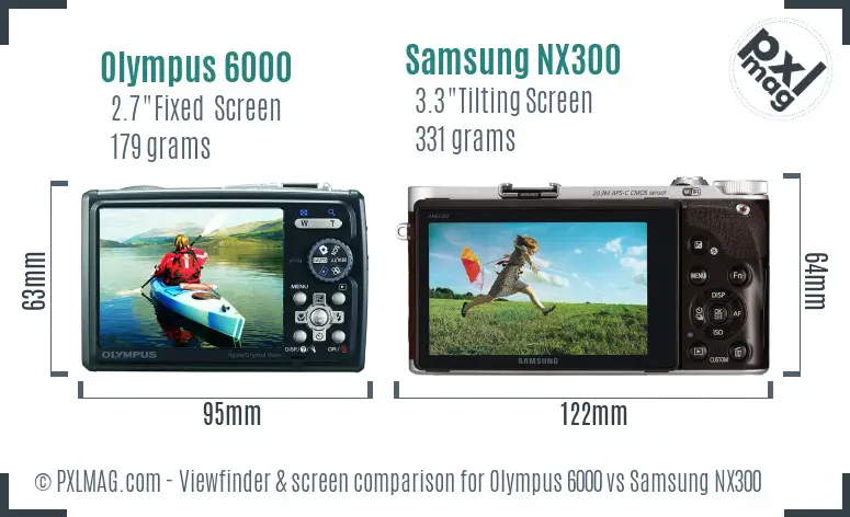 Olympus 6000 vs Samsung NX300 Screen and Viewfinder comparison Olympus 6000 vs Samsung NX300 Screen and Viewfinder comparison