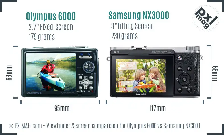 Olympus 6000 vs Samsung NX3000 Screen and Viewfinder comparison