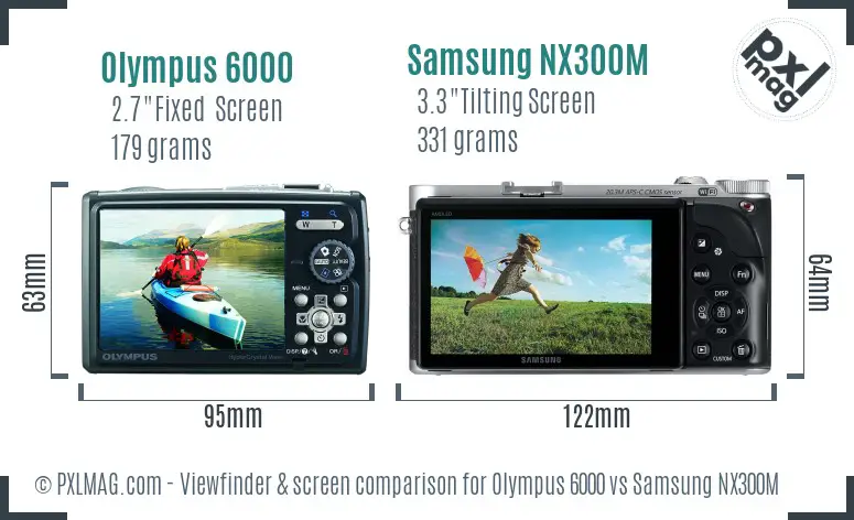 Olympus 6000 vs Samsung NX300M Screen and Viewfinder comparison