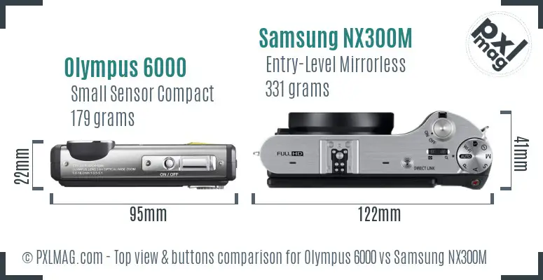 Olympus 6000 vs Samsung NX300M top view buttons comparison