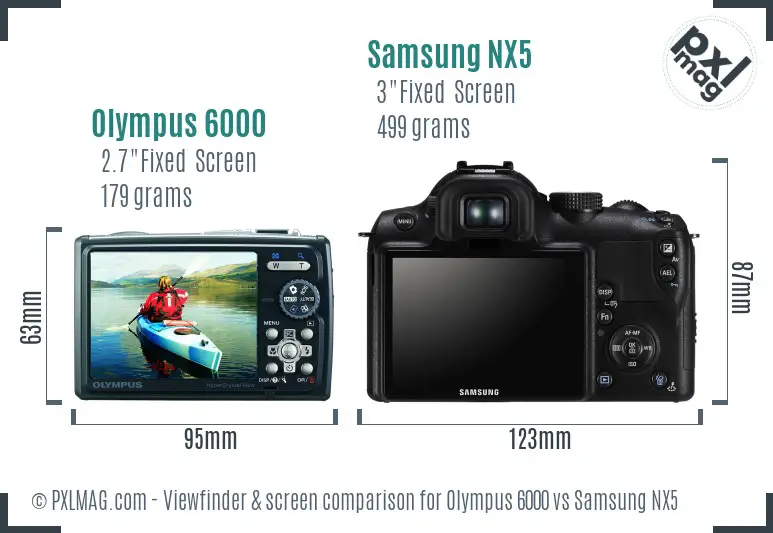 Olympus 6000 vs Samsung NX5 Screen and Viewfinder comparison