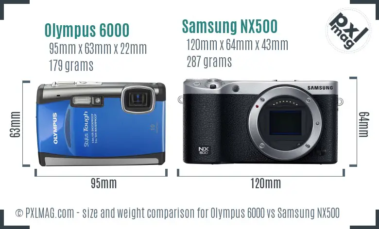 Olympus 6000 vs Samsung NX500 size comparison