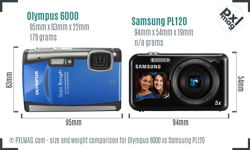 Olympus 6000 vs Samsung PL120 size comparison Olympus 6000 vs Samsung PL120 size comparison