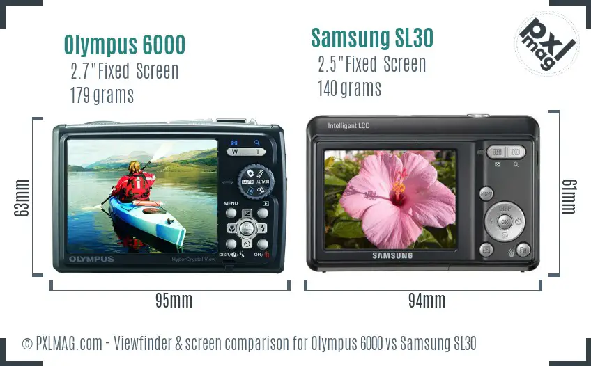 Olympus 6000 vs Samsung SL30 Screen and Viewfinder comparison