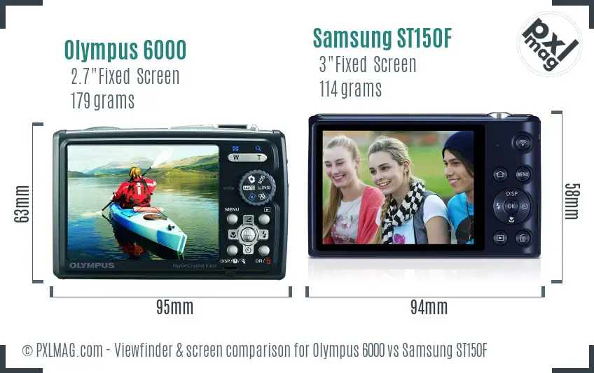Olympus 6000 vs Samsung ST150F Screen and Viewfinder comparison