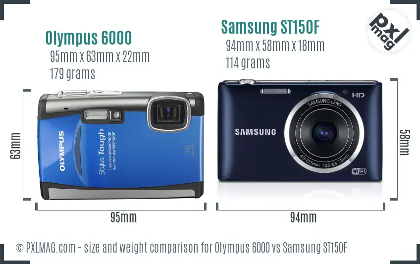 Olympus 6000 vs Samsung ST150F size comparison