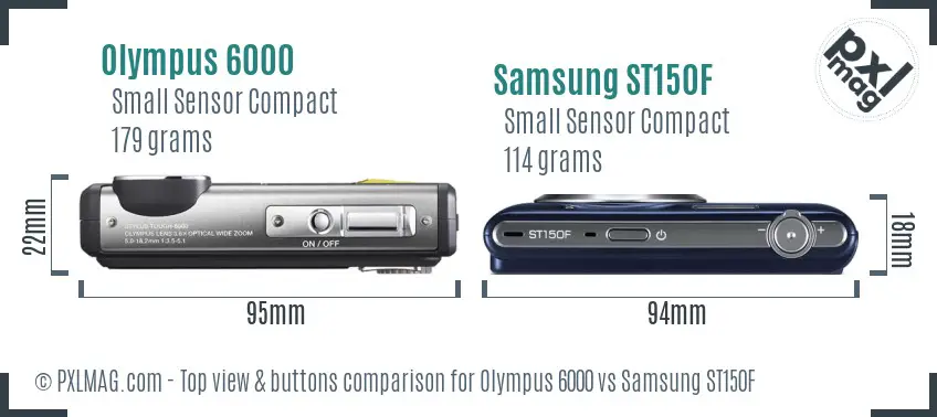 Olympus 6000 vs Samsung ST150F top view buttons comparison