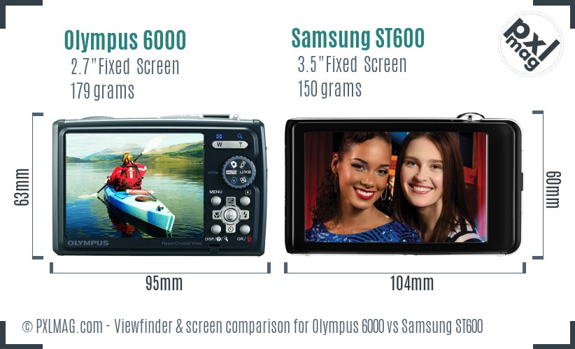Olympus 6000 vs Samsung ST600 Screen and Viewfinder comparison