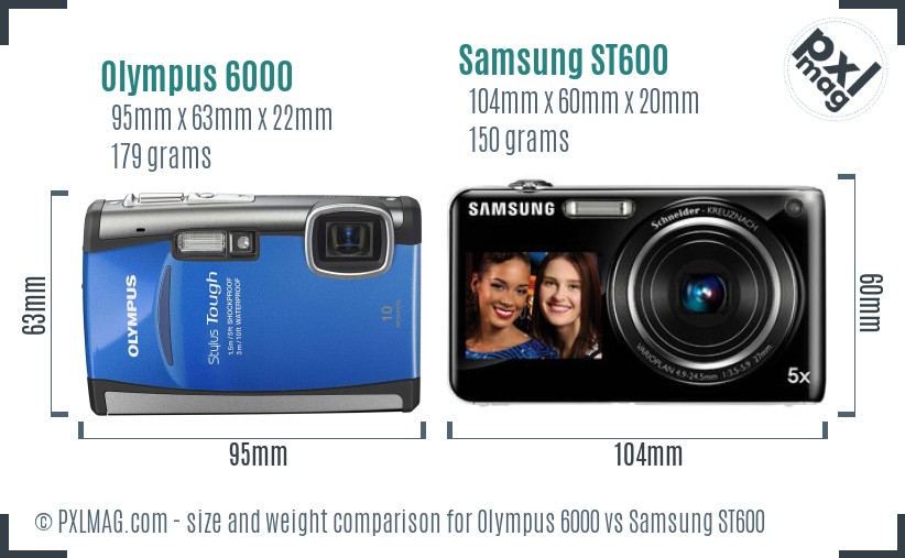 Olympus 6000 vs Samsung ST600 size comparison