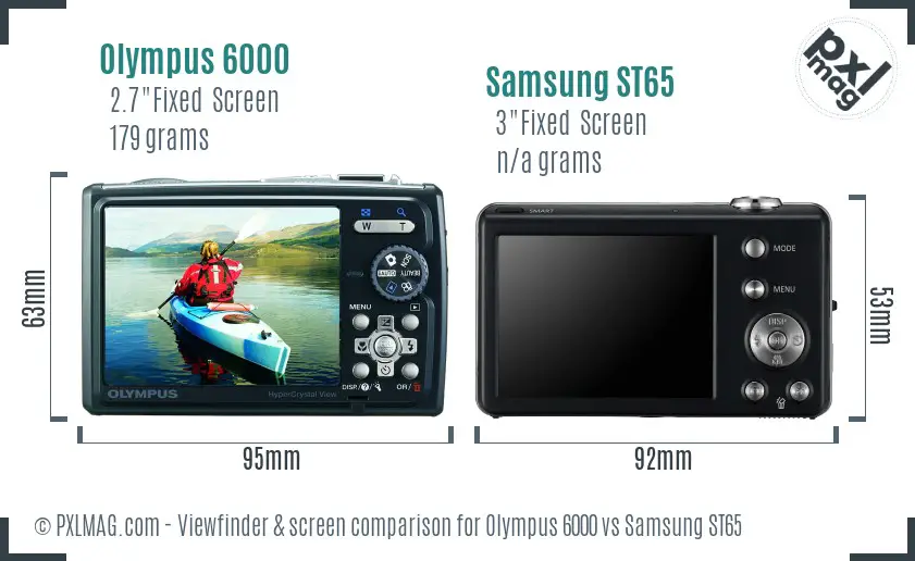 Olympus 6000 vs Samsung ST65 Screen and Viewfinder comparison